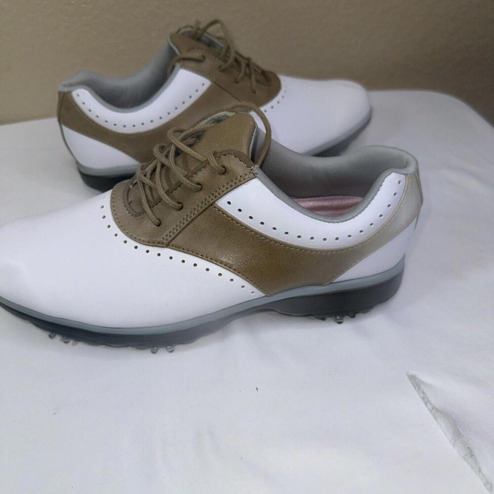 Footjoy eMerge 93914 Golf Shoes Sz 7.5 Medium White/Brown‎ Women's - Picture 5 of 9